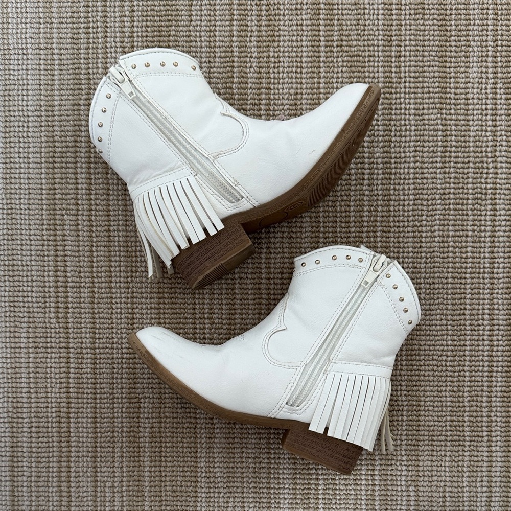 White Fringe Western Toddler Boots